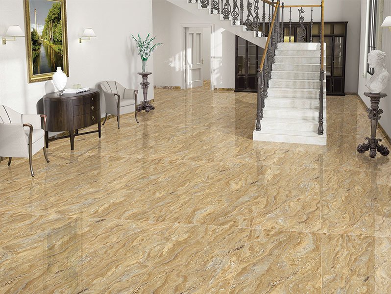 Beige Double Charge Polished Vitrified Tiles