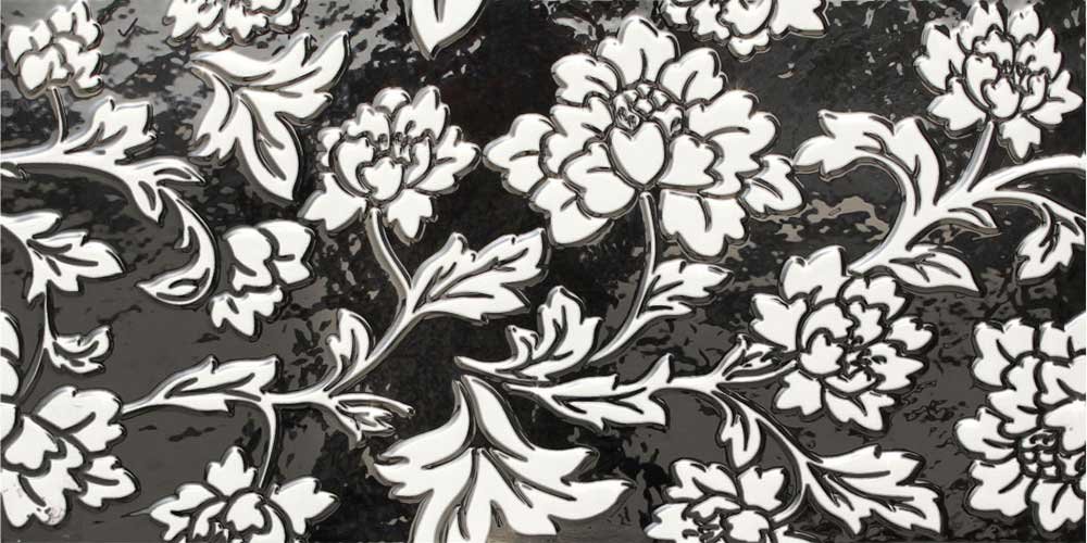 Black Floral/Decorative Ceramic Wall Tiles