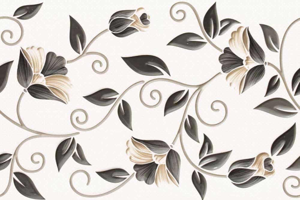 White Floral/Decorative Ceramic Wall Tiles