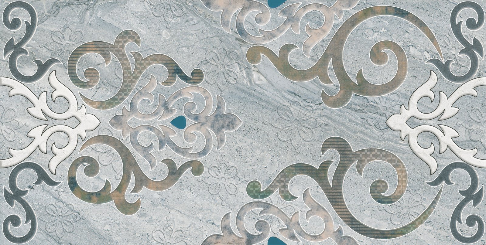 Grey Floral/Decorative Ceramic Wall Tiles