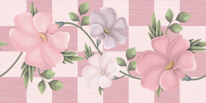 Pink Floral/Decorative Ceramic Wall Tiles