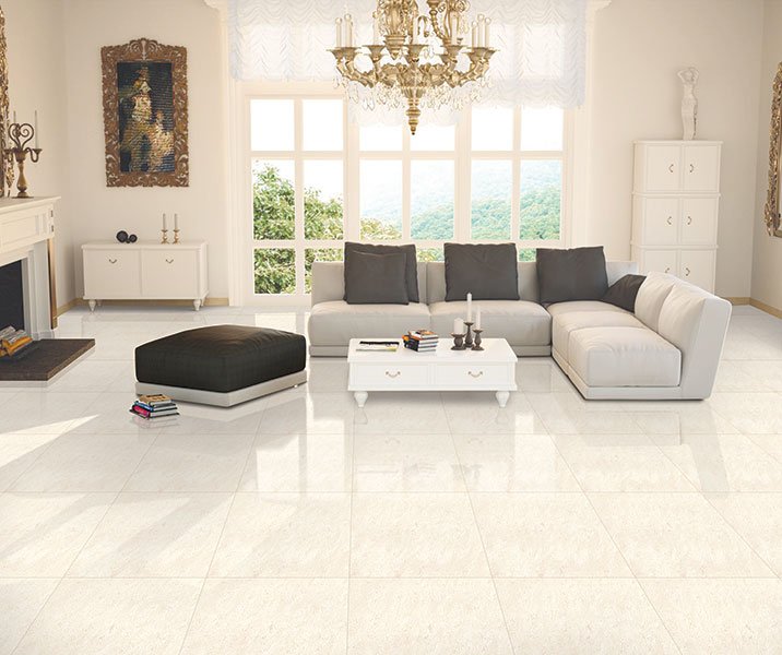White Double Charge Polished Vitrified Tiles