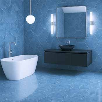 Blue Glossy Floor Tiles