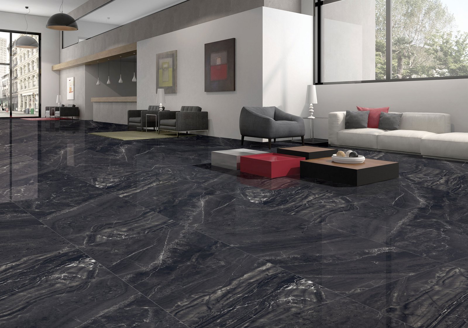 Black Nano Polished Vitrified Tiles