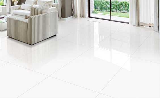 White Glossy Floor Tiles